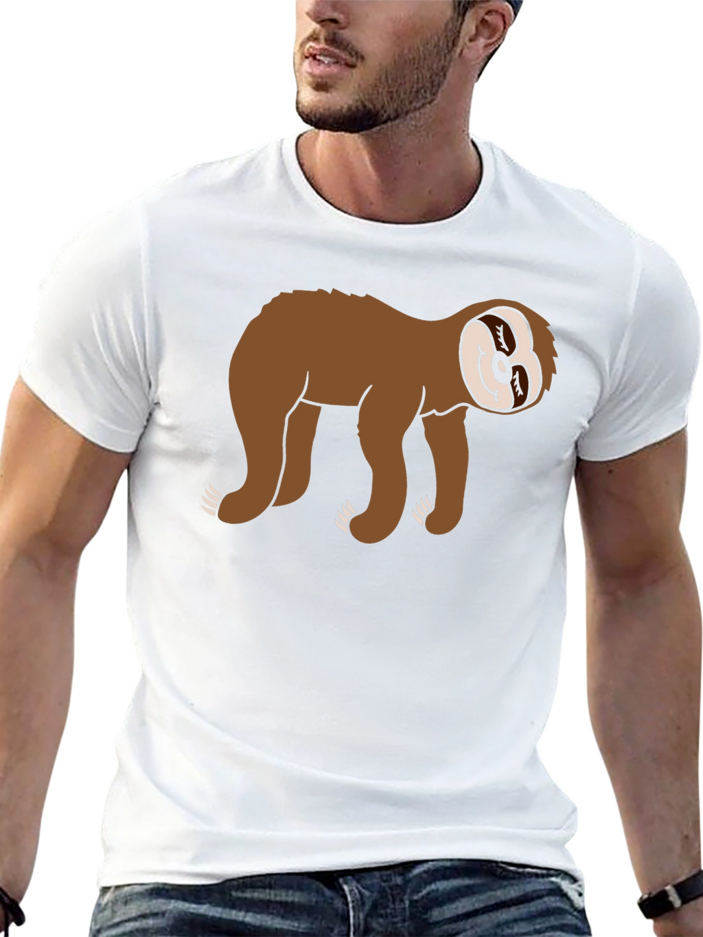 Sloth Graphic Tee - Black Cotton Casual Wear