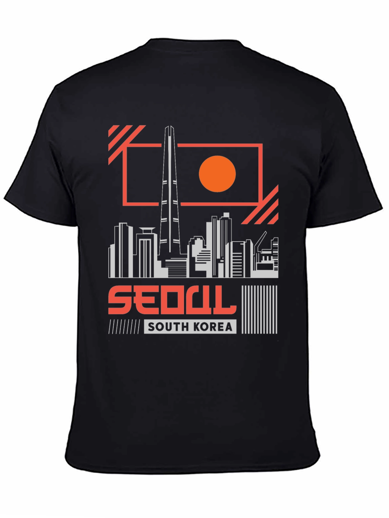 Seoul South Korea Skyline Black Graphic Tee
