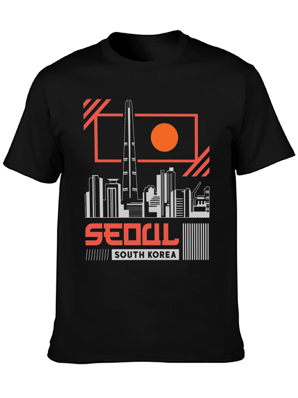 Seoul South Korea Skyline Black Graphic Tee