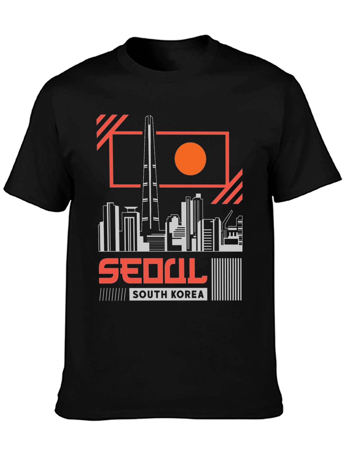 Seoul South Korea Skyline Black Graphic Tee