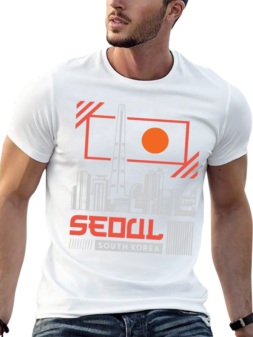 Seoul South Korea Skyline Black Graphic Tee