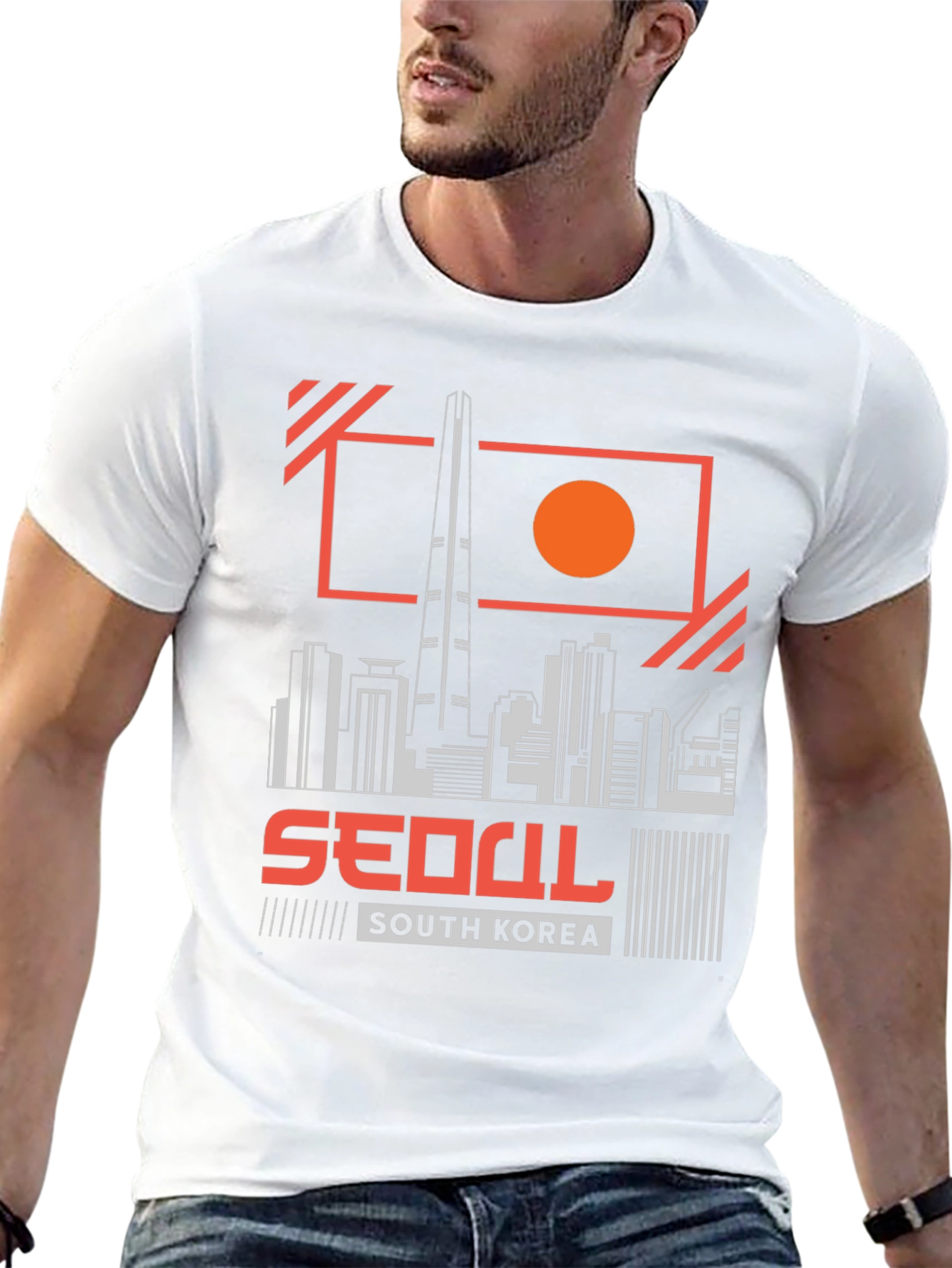 Seoul South Korea Skyline Black Graphic Tee