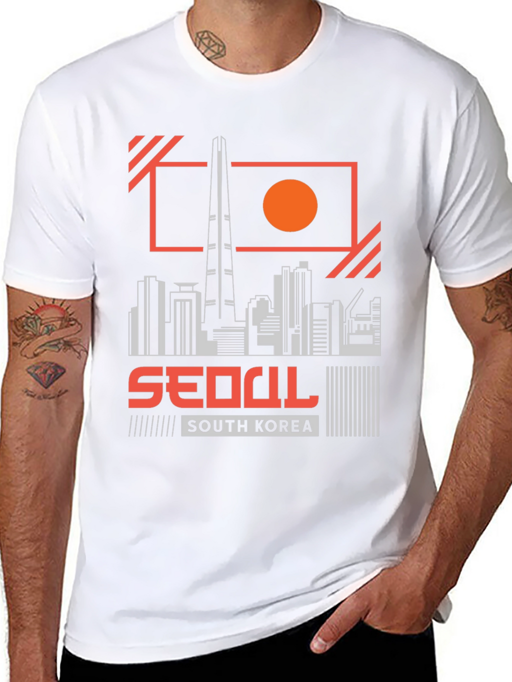 Seoul South Korea Skyline Black Graphic Tee