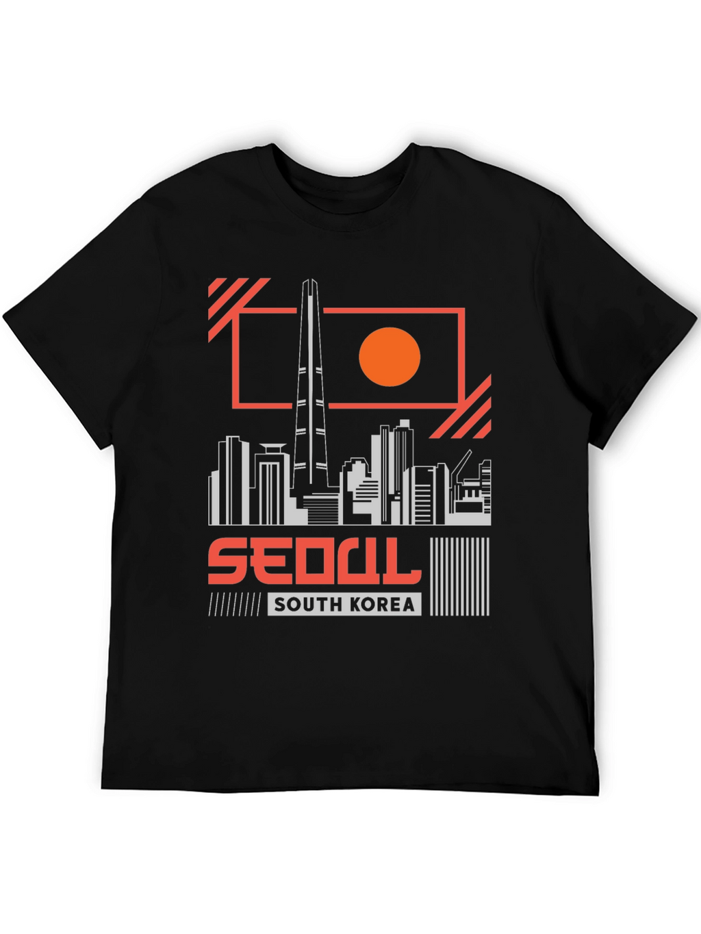 Seoul South Korea Skyline Black Graphic Tee