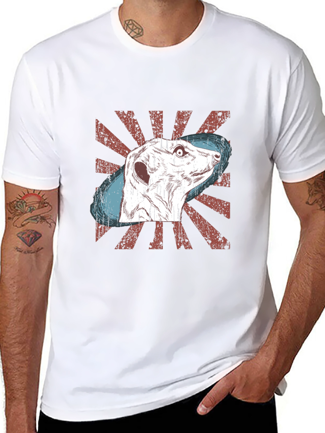 Meerkat Graphic Tee - Distressed Retro Design