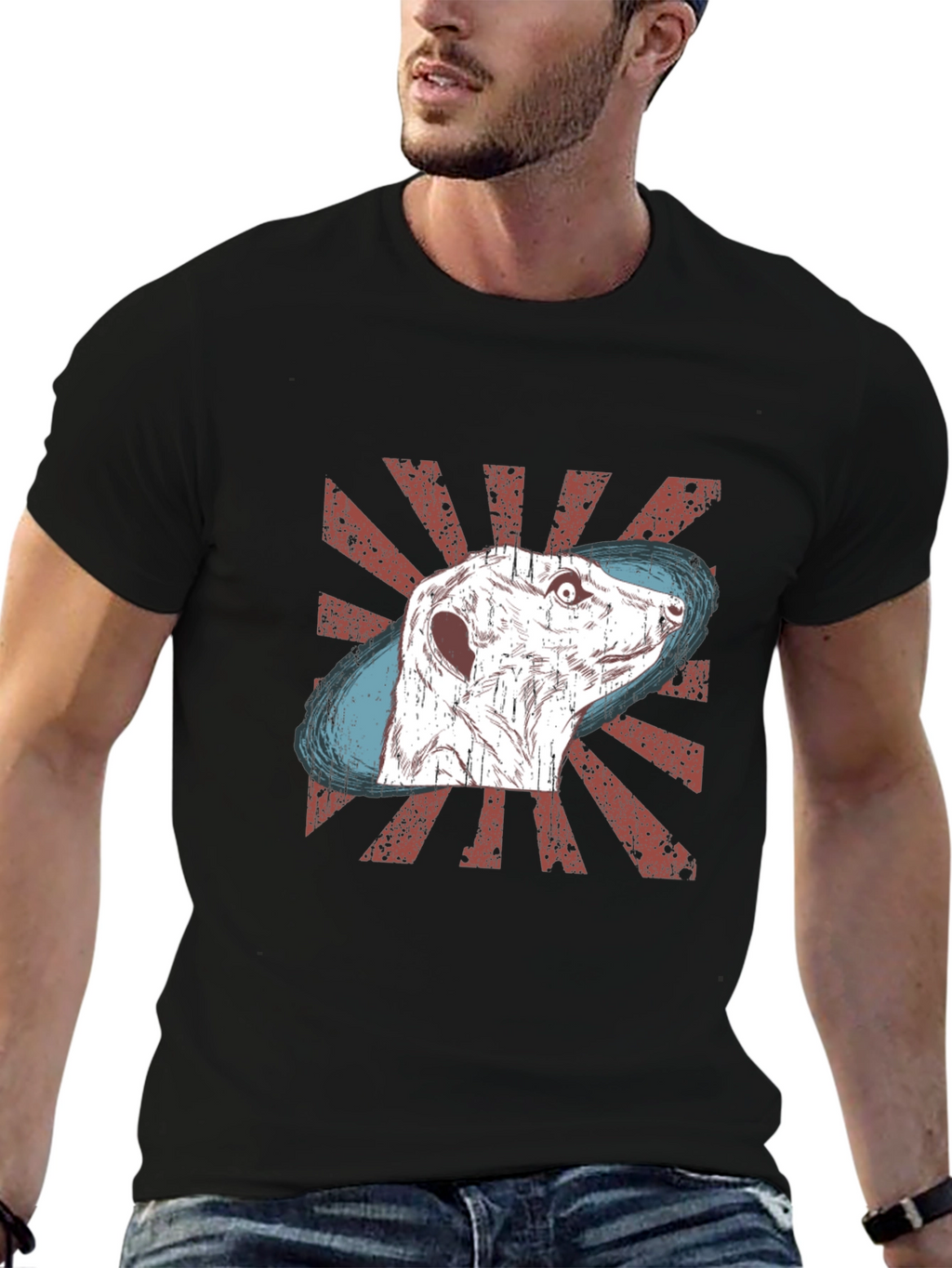 Meerkat Graphic Tee - Distressed Retro Design