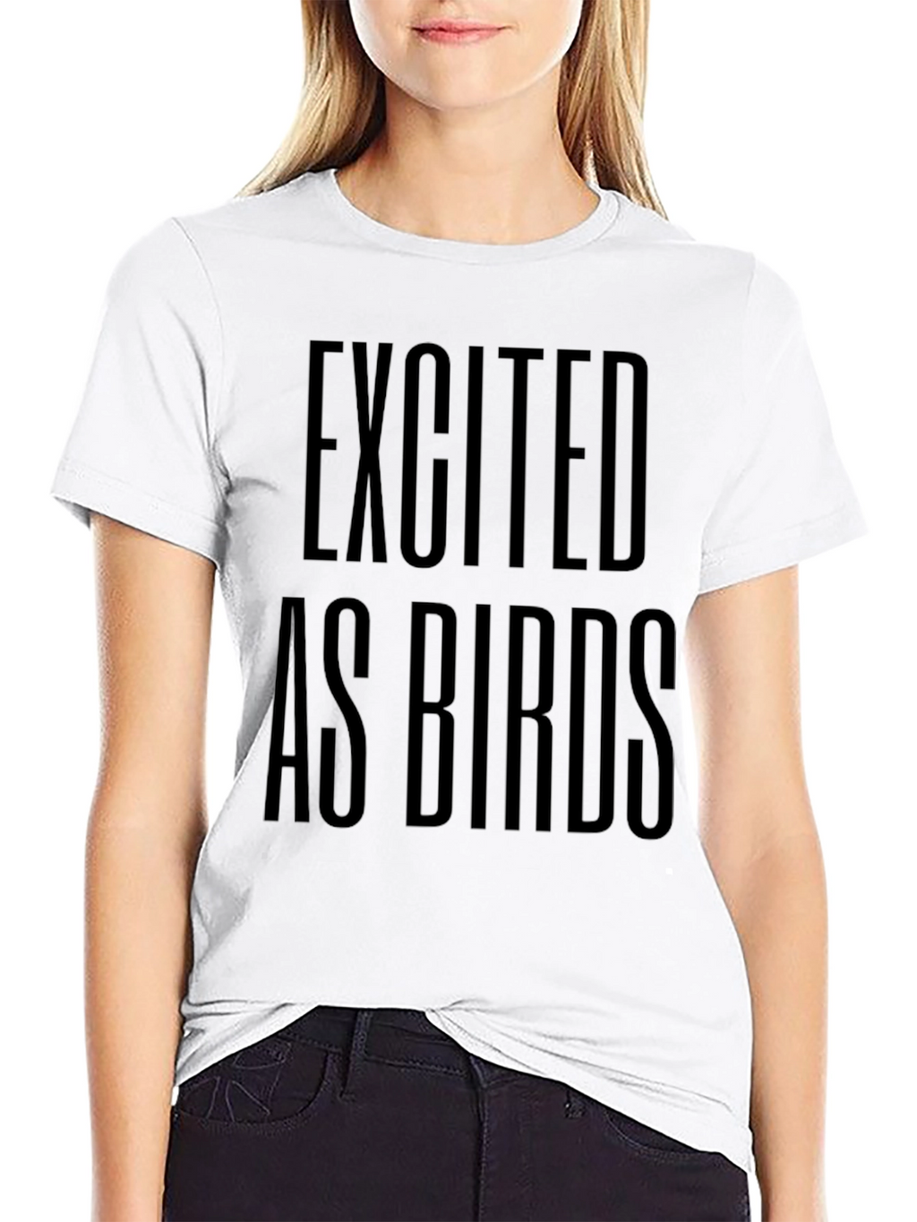 Excited as Birds Graphic Black T-Shirt
