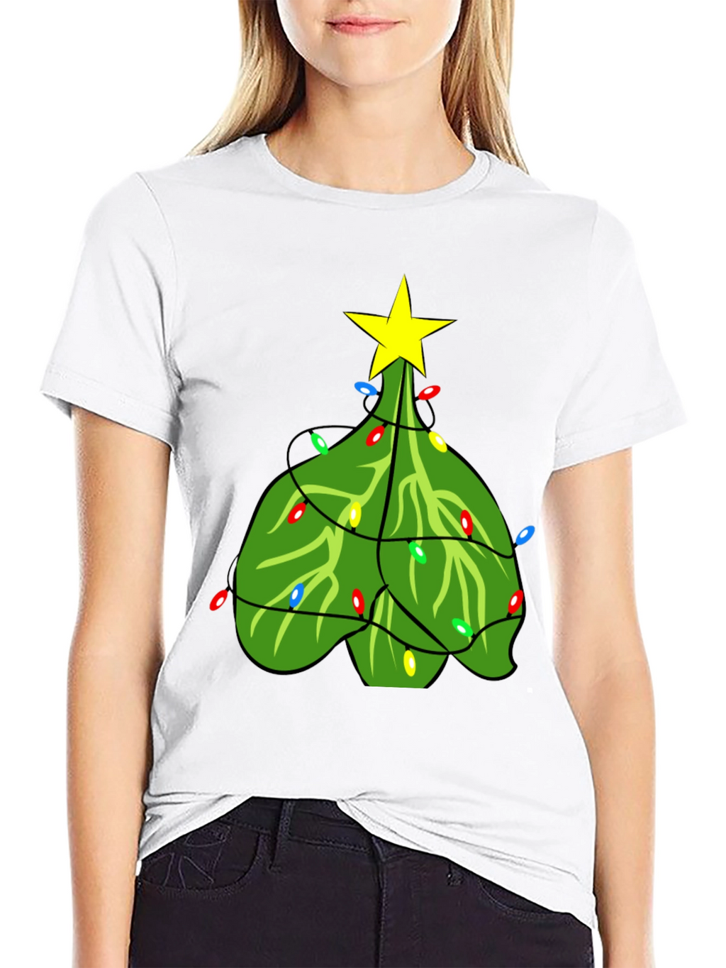 Christmas Tree T-Shirt with Lights and Star