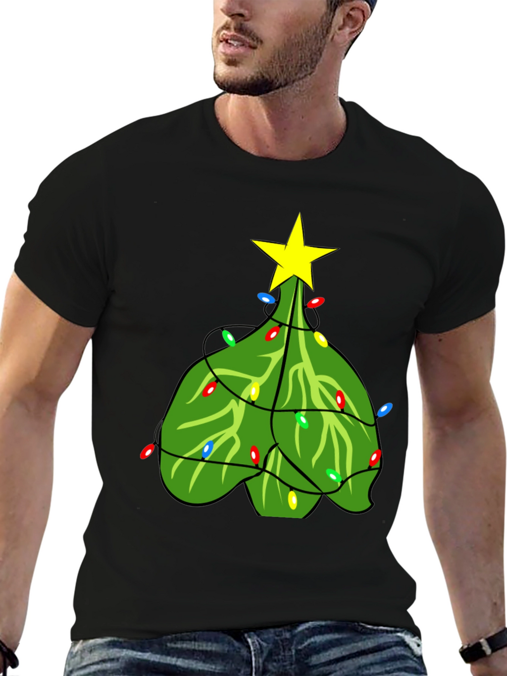 Christmas Tree T-Shirt with Lights and Star
