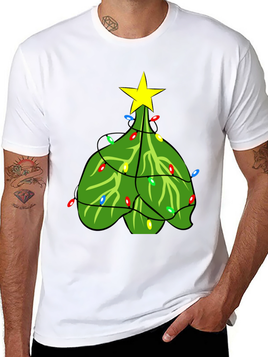 Christmas Tree T-Shirt with Lights and Star