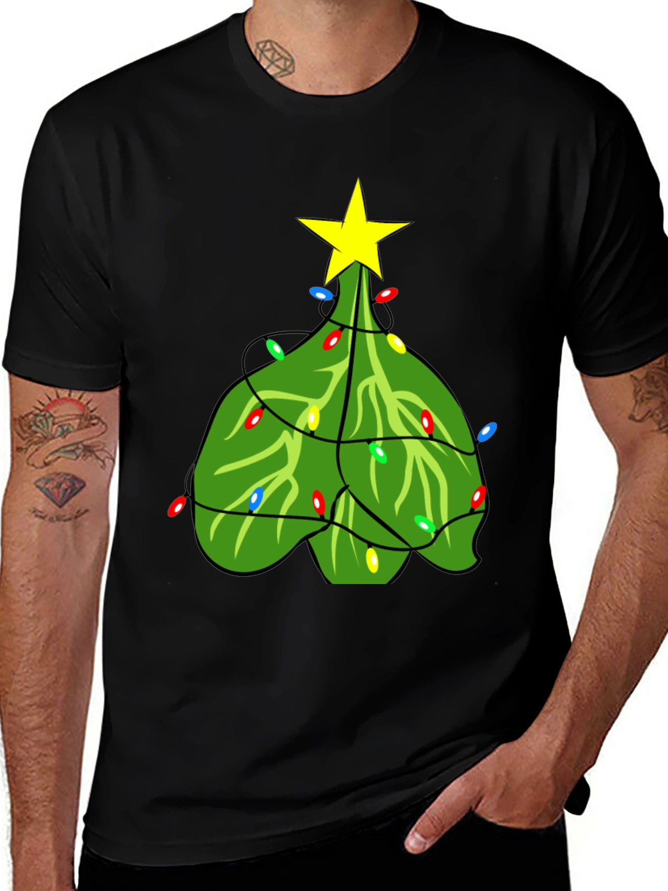 Christmas Tree T-Shirt with Lights and Star