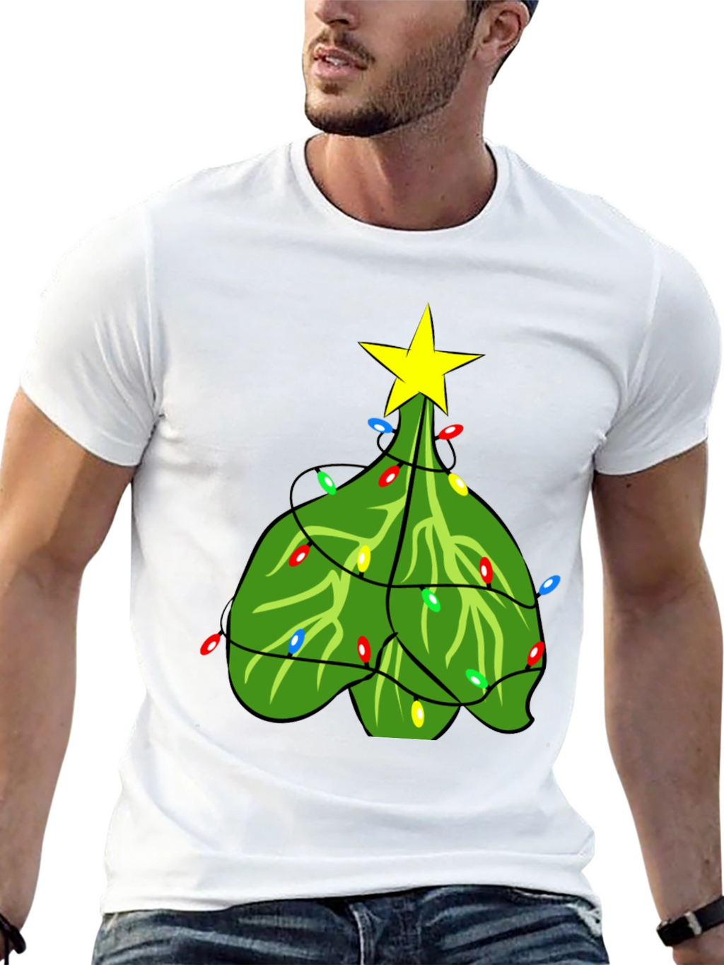 Christmas Tree T-Shirt with Lights and Star