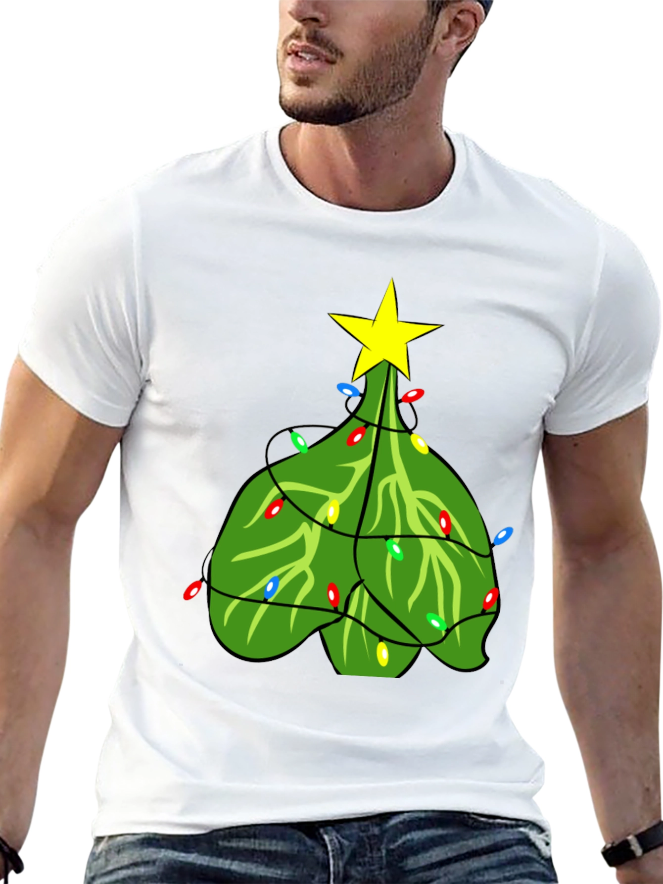 Christmas Tree T-Shirt with Lights and Star