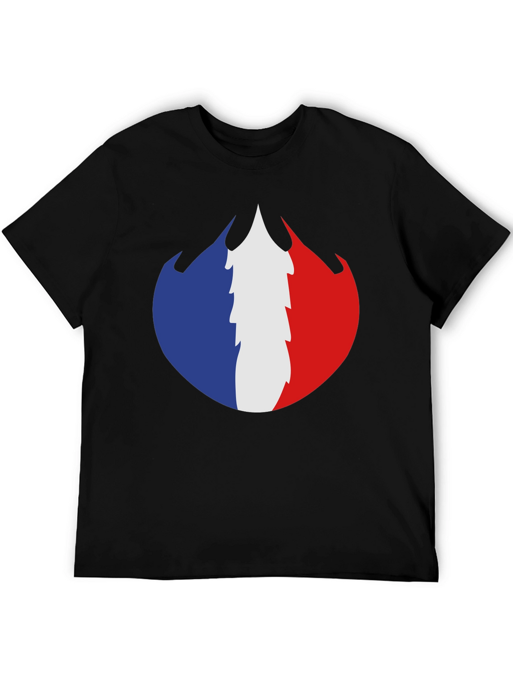 French Flag Fire Design Black T-Shirt