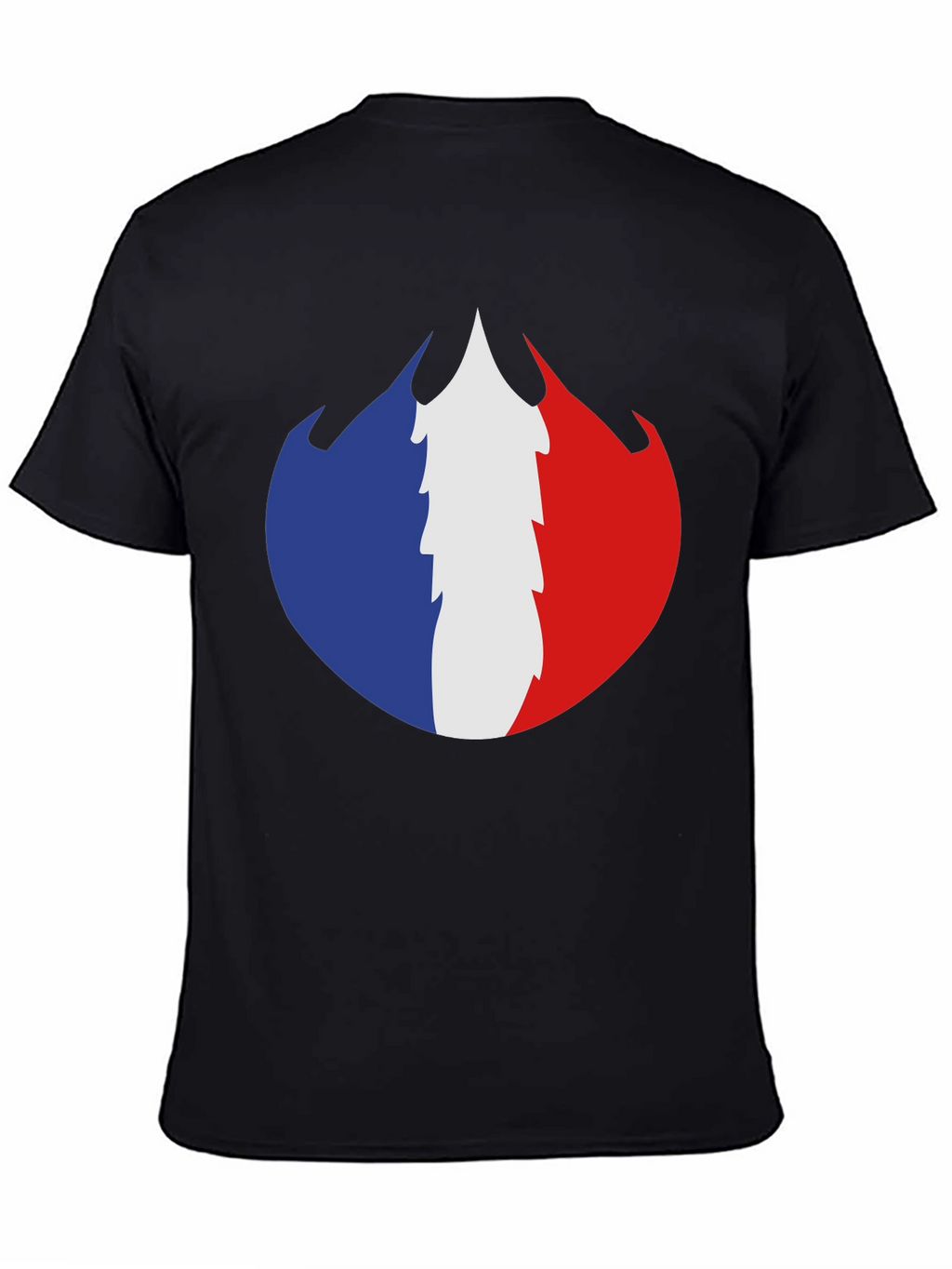 French Flag Fire Design Black T-Shirt