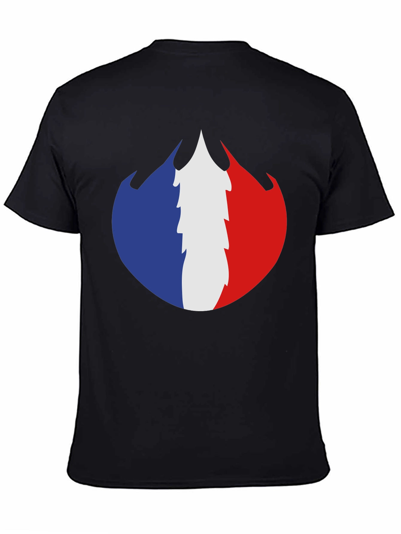 French Flag Fire Design Black T-Shirt