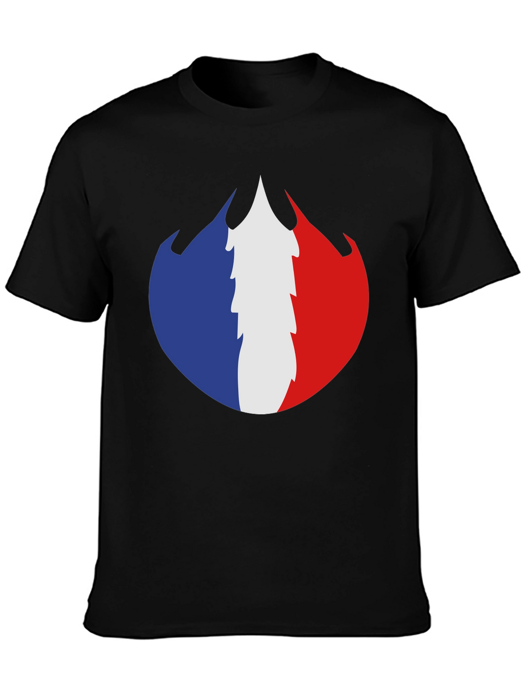 French Flag Fire Design Black T-Shirt