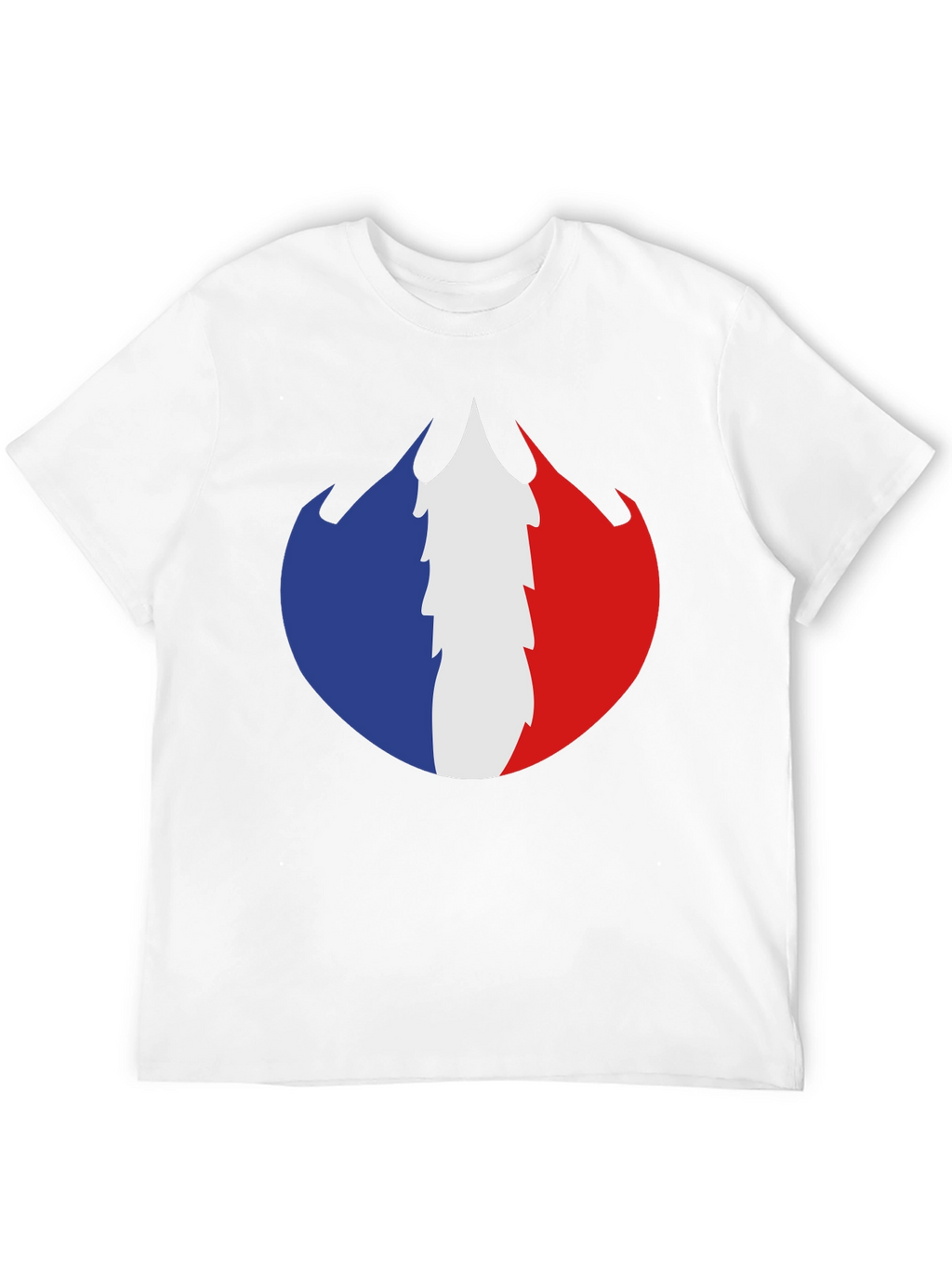 French Flag Fire Design Black T-Shirt
