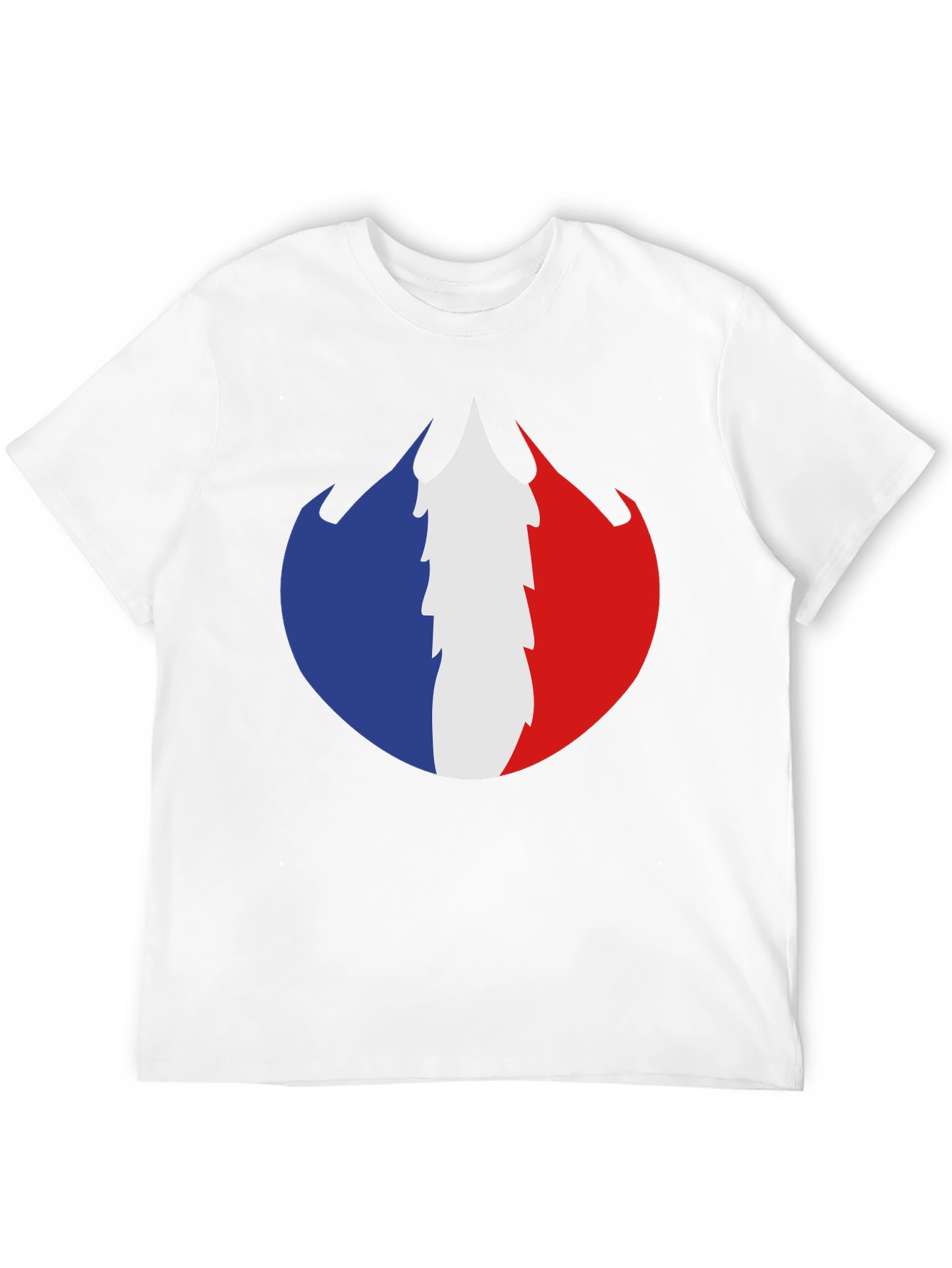 French Flag Fire Design Black T-Shirt