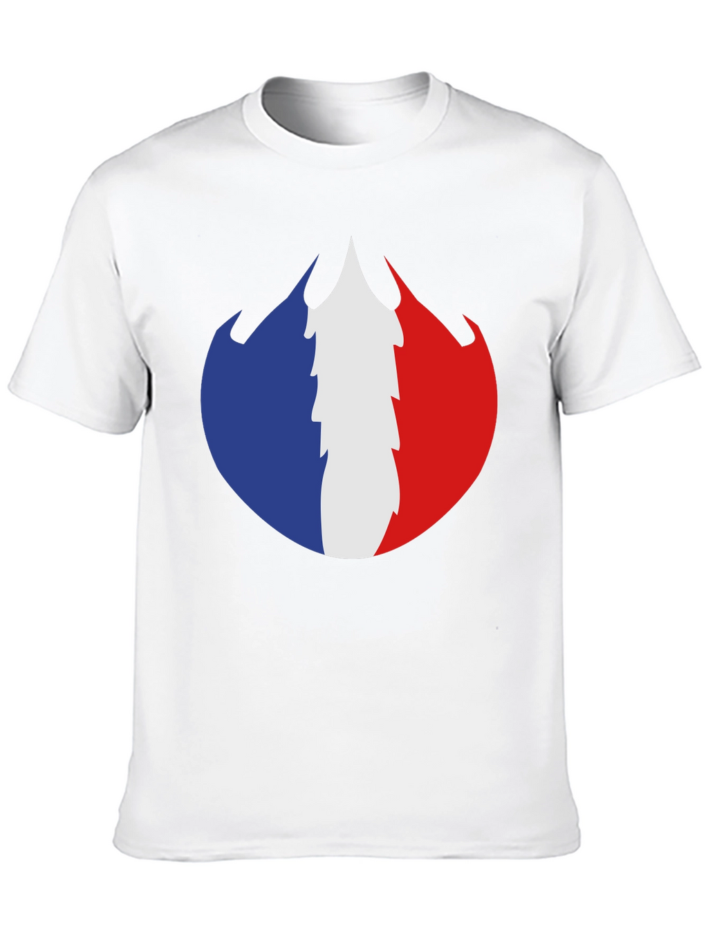 French Flag Fire Design Black T-Shirt