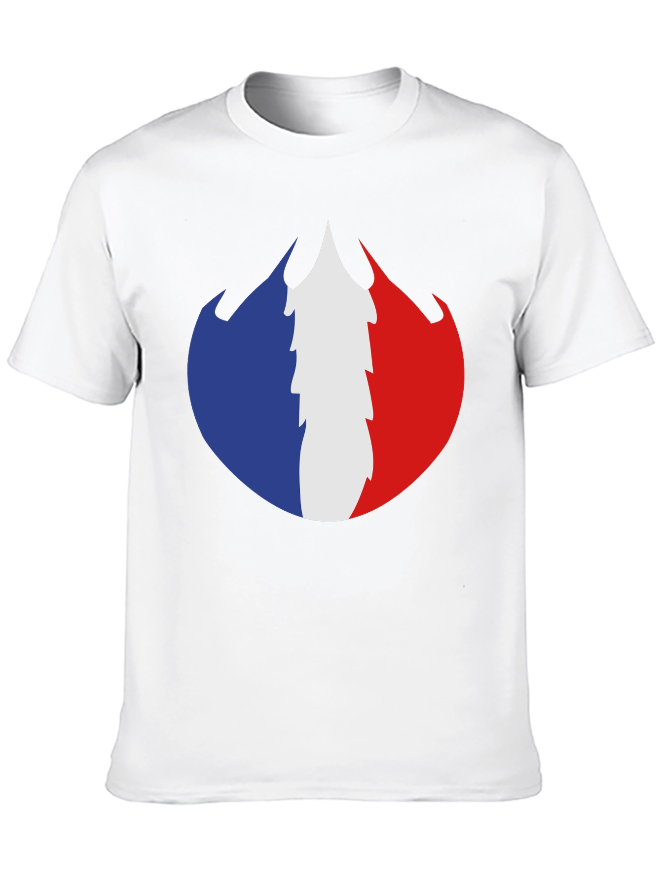 French Flag Fire Design Black T-Shirt