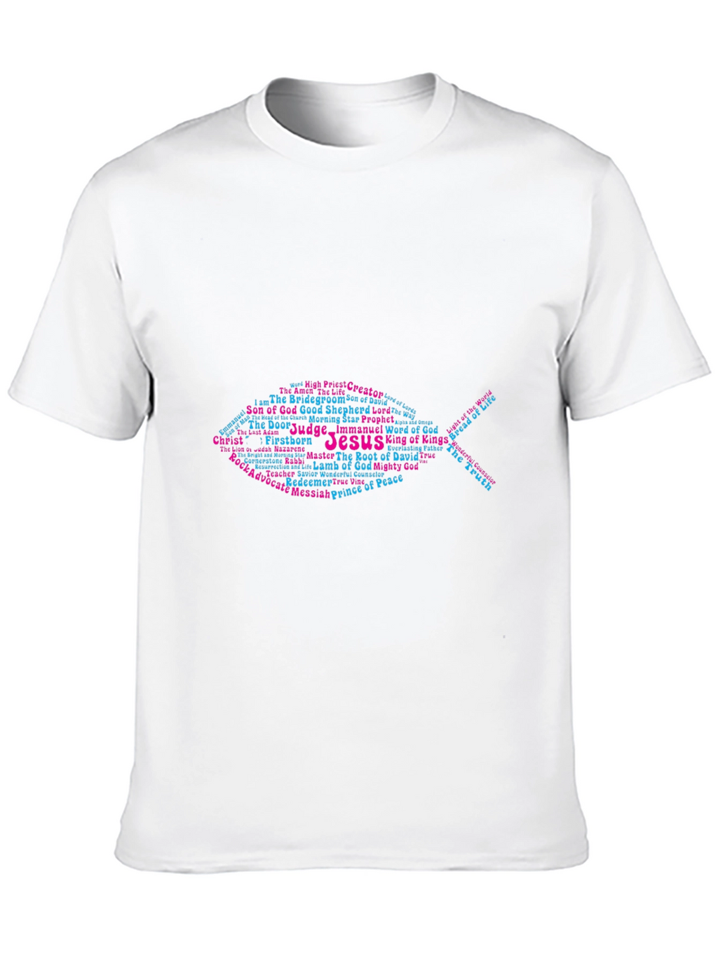Jesus Fish Word Art T-Shirt - Christian Apparel