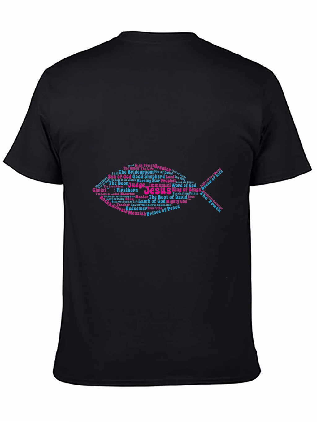 Jesus Fish Word Art T-Shirt - Christian Apparel
