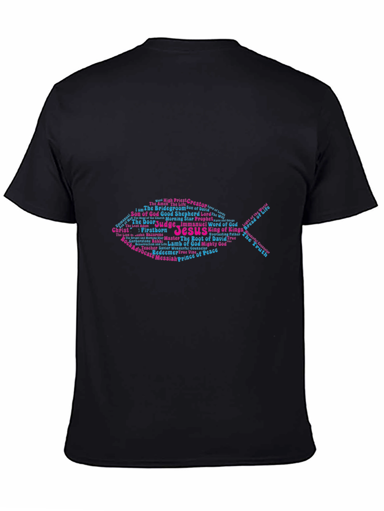 Jesus Fish Word Art T-Shirt - Christian Apparel