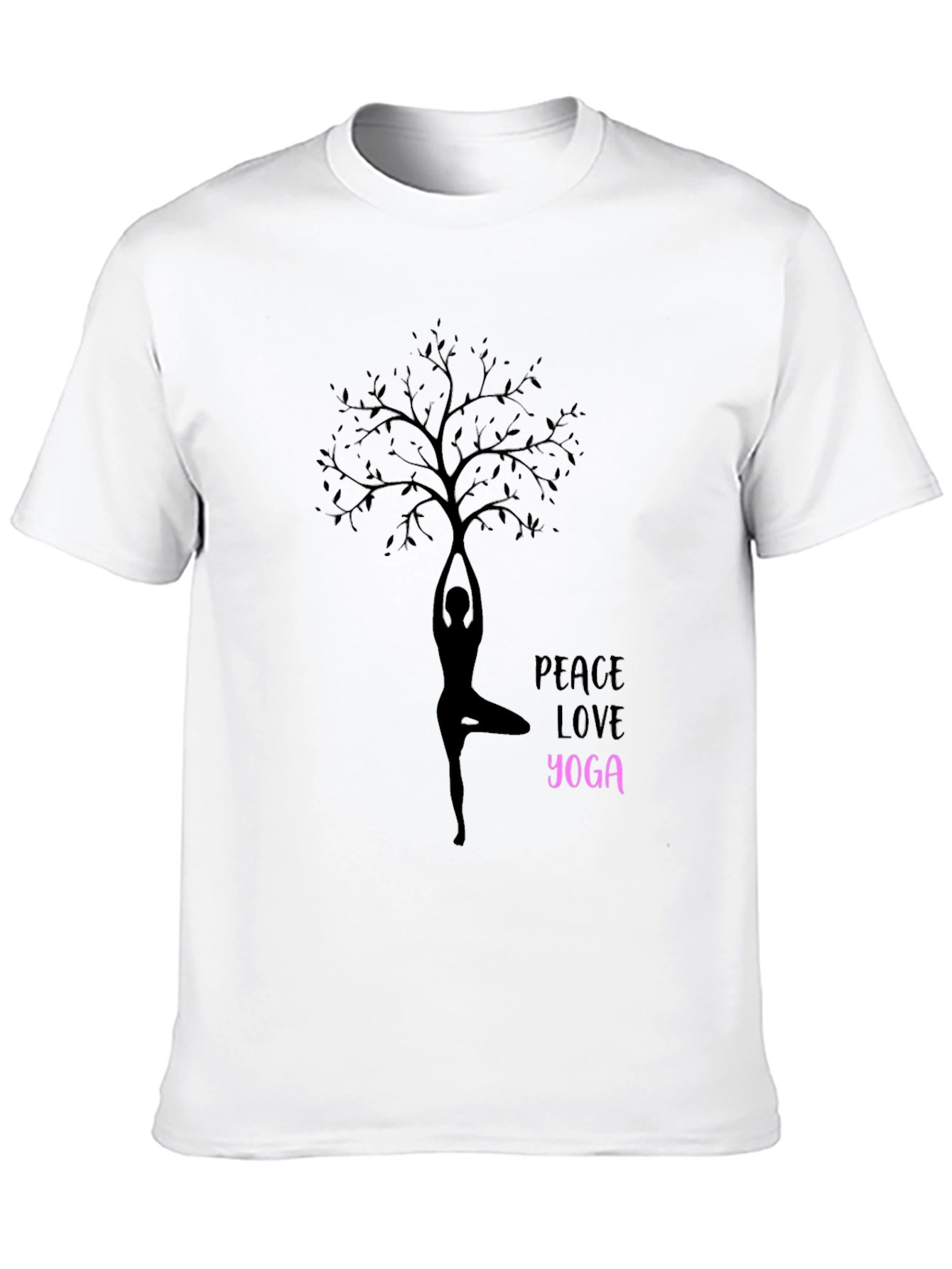 Peace Love Yoga T-Shirt - Black Cotton Blend Tee