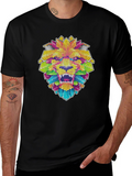 Mosaic Lion Graphic Black T-Shirt