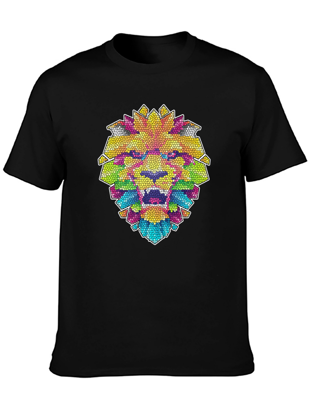Mosaic Lion Graphic Black T-Shirt