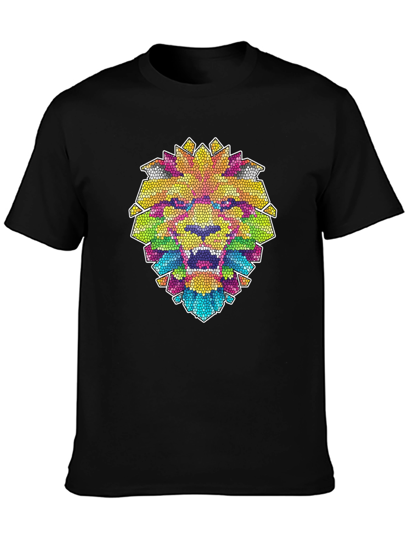 Mosaic Lion Graphic Black T-Shirt