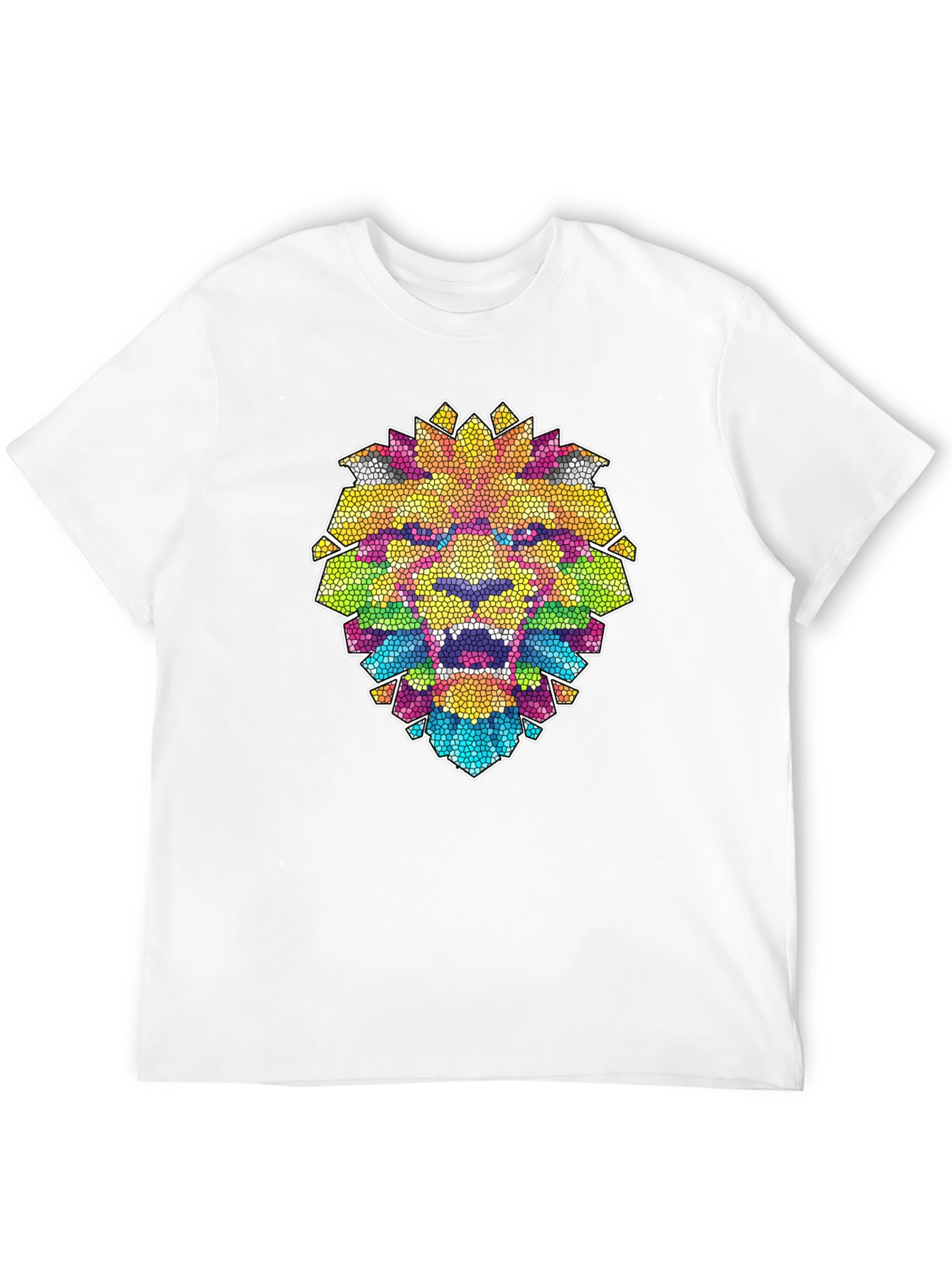 Mosaic Lion Graphic Black T-Shirt