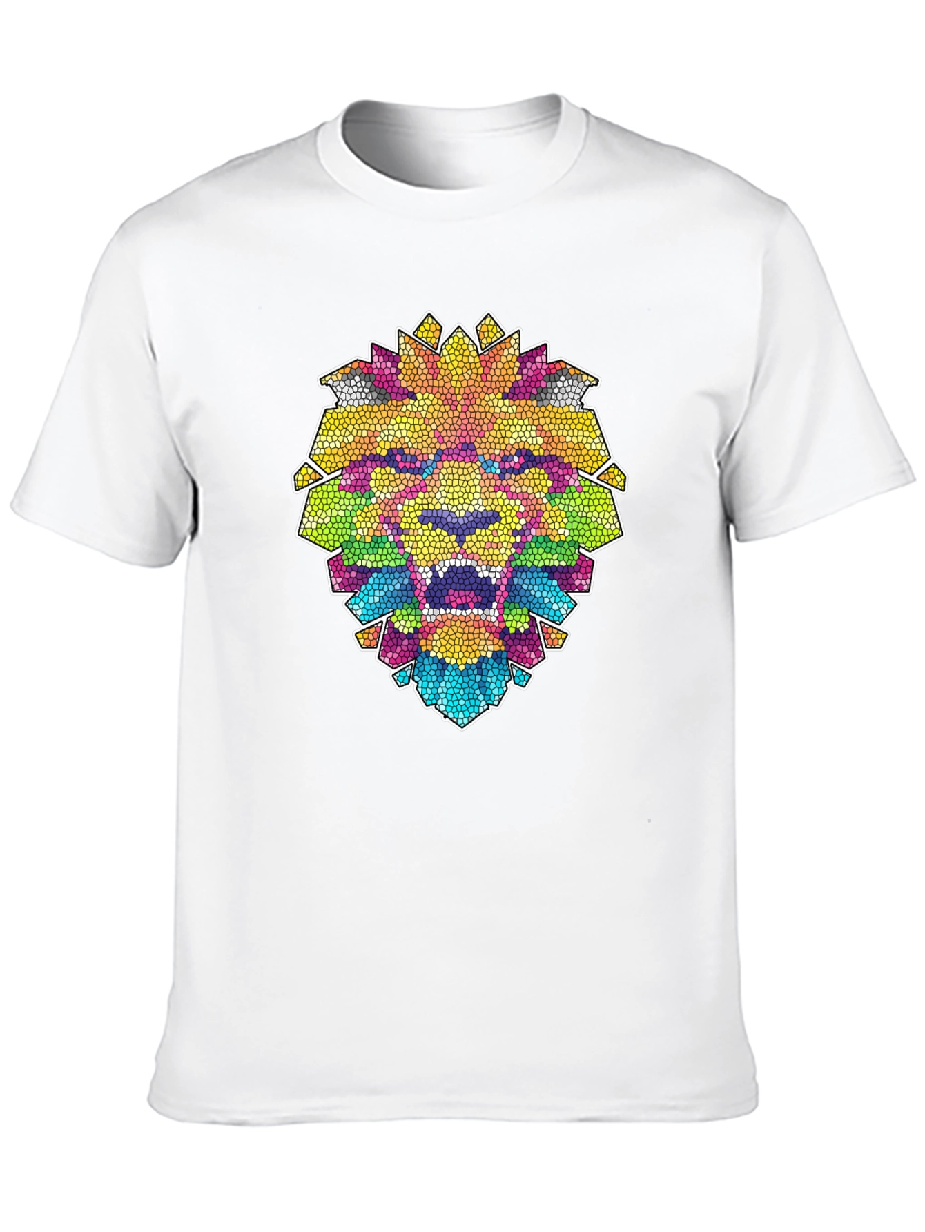 Mosaic Lion Graphic Black T-Shirt