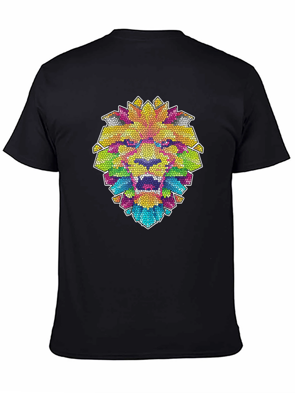 Mosaic Lion Graphic Black T-Shirt