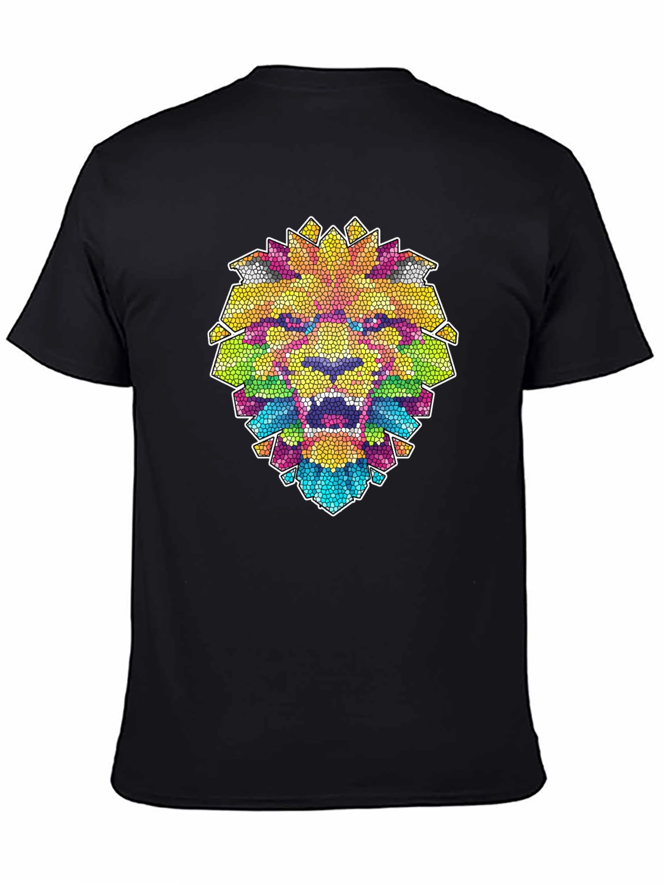 Mosaic Lion Graphic Black T-Shirt