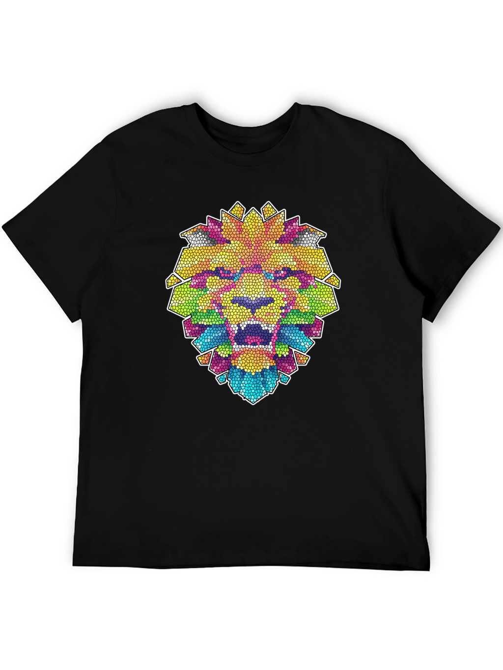 Mosaic Lion Graphic Black T-Shirt