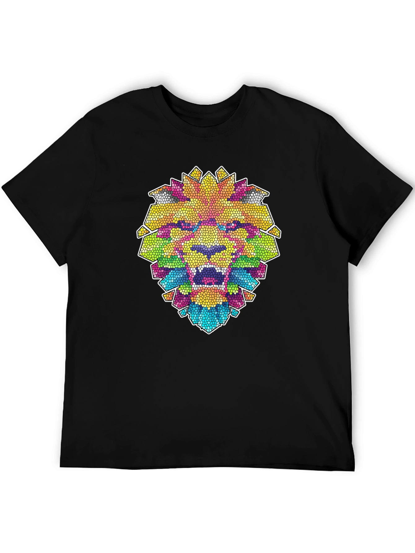 Mosaic Lion Graphic Black T-Shirt