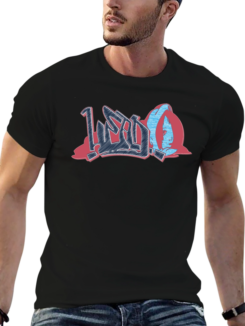 Urban Graffiti Style Graphic Print Black T-Shirt