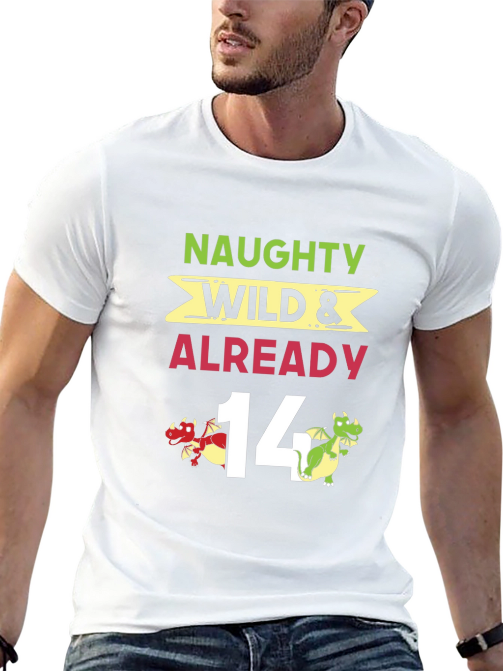 Naughty Wild & Already 14 Birthday Dragon Graphic Tee