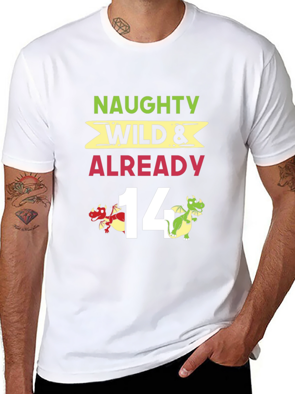 Naughty Wild & Already 14 Birthday Dragon Graphic Tee