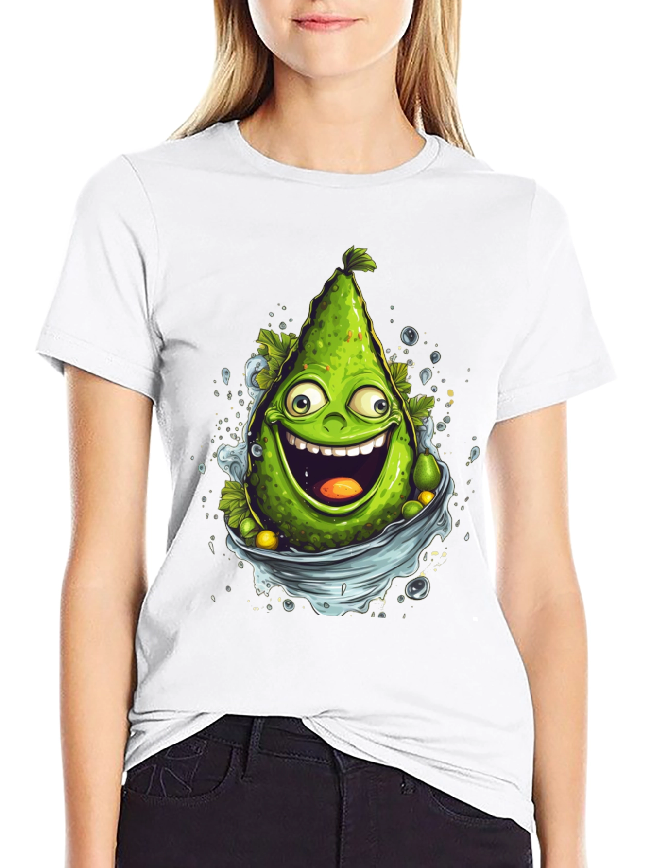 Funny Avocado Cartoon Graphic T-Shirt