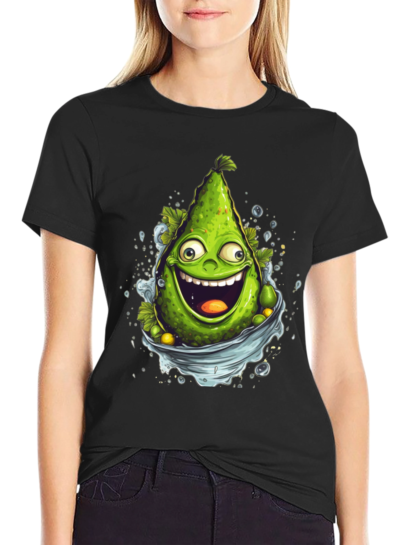 Funny Avocado Cartoon Graphic T-Shirt