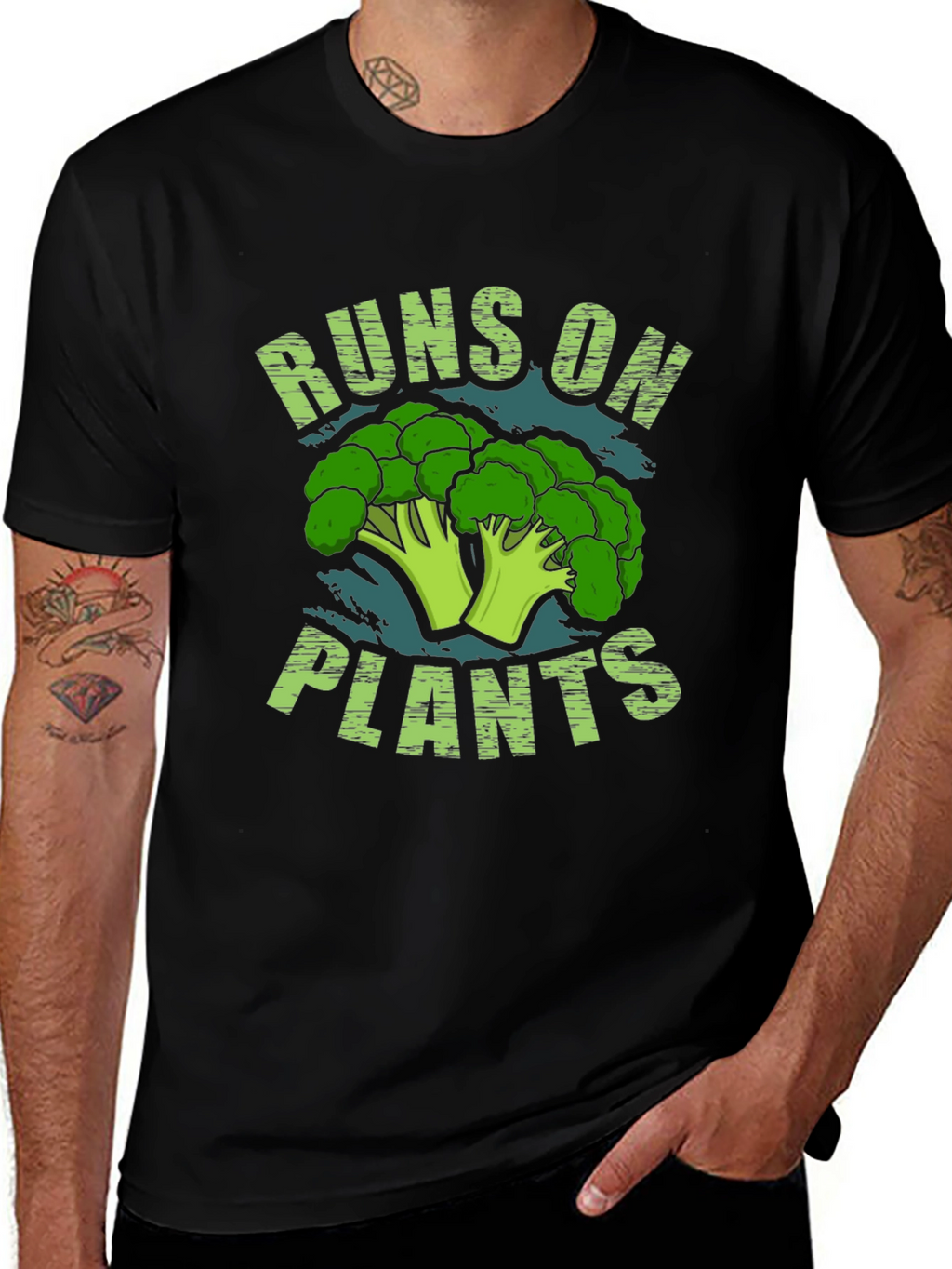 Runs on Plants Broccoli T-Shirt - Vegan Gift