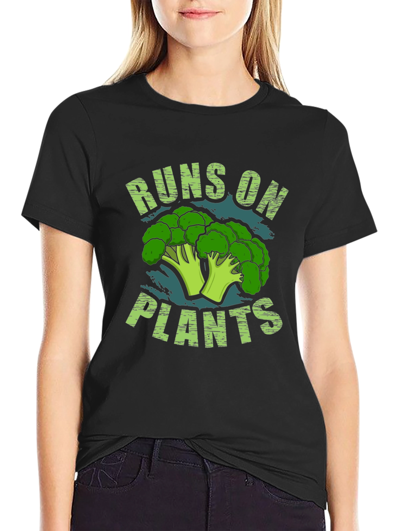 Runs on Plants Broccoli T-Shirt - Vegan Gift
