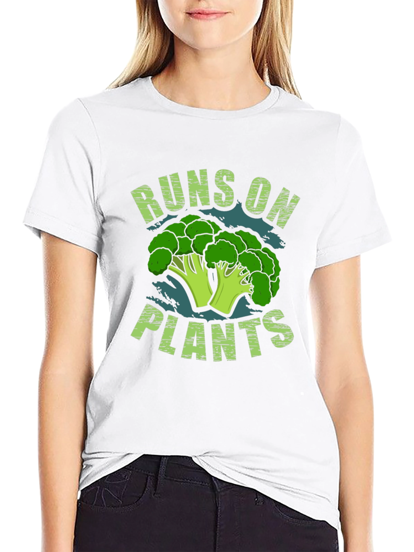 Runs on Plants Broccoli T-Shirt - Vegan Gift