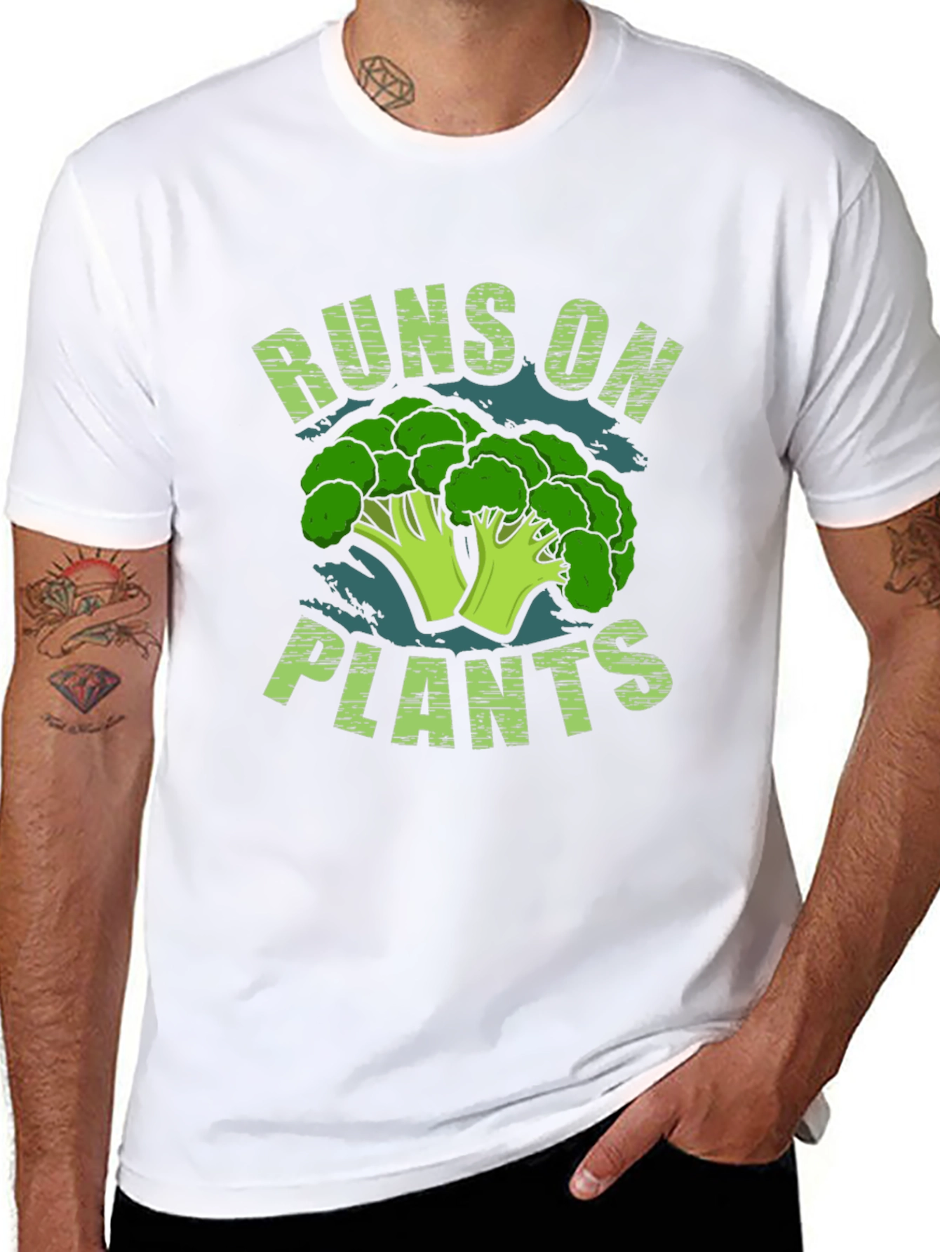 Runs on Plants Broccoli T-Shirt - Vegan Gift