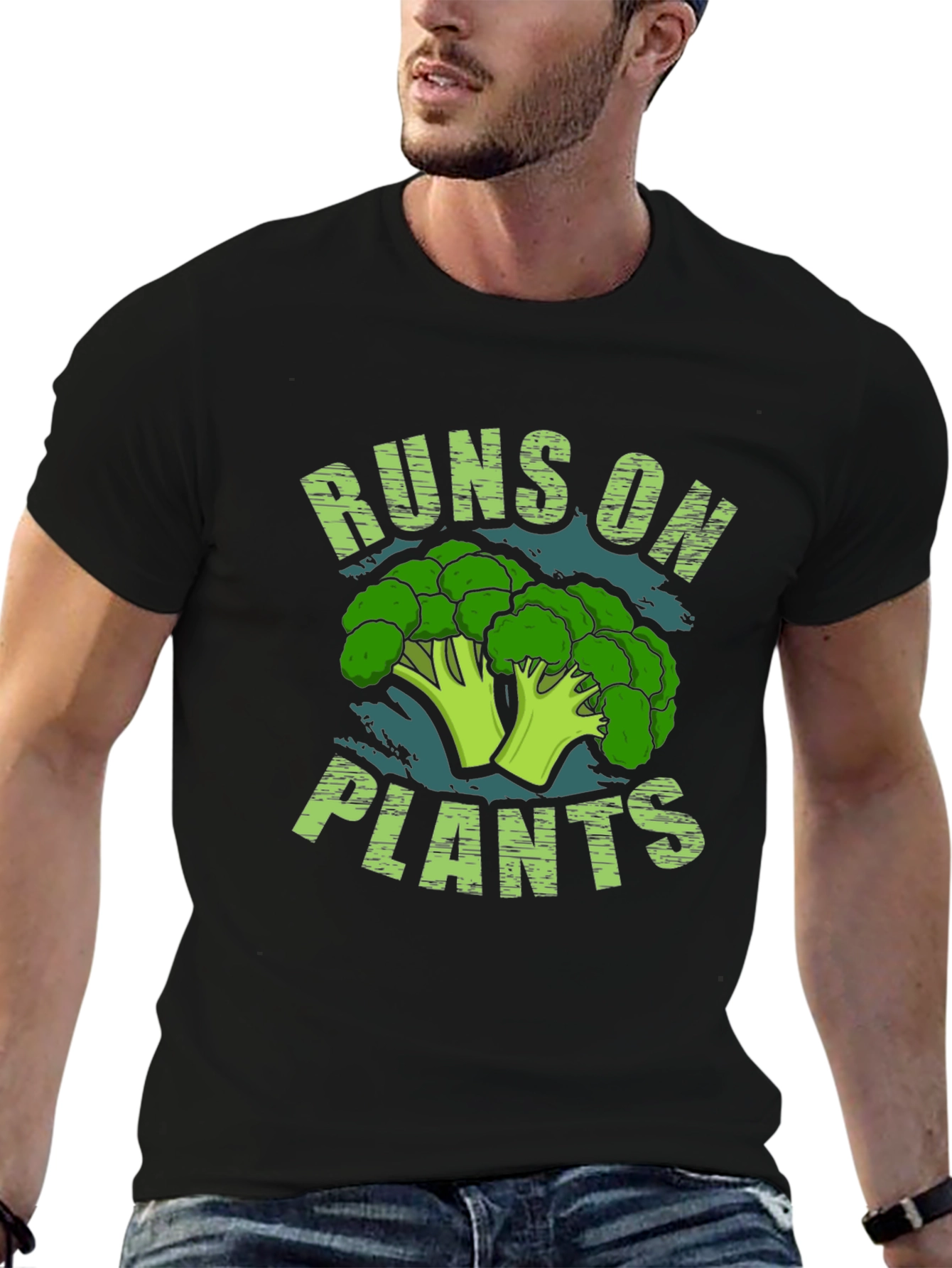 Runs on Plants Broccoli T-Shirt - Vegan Gift