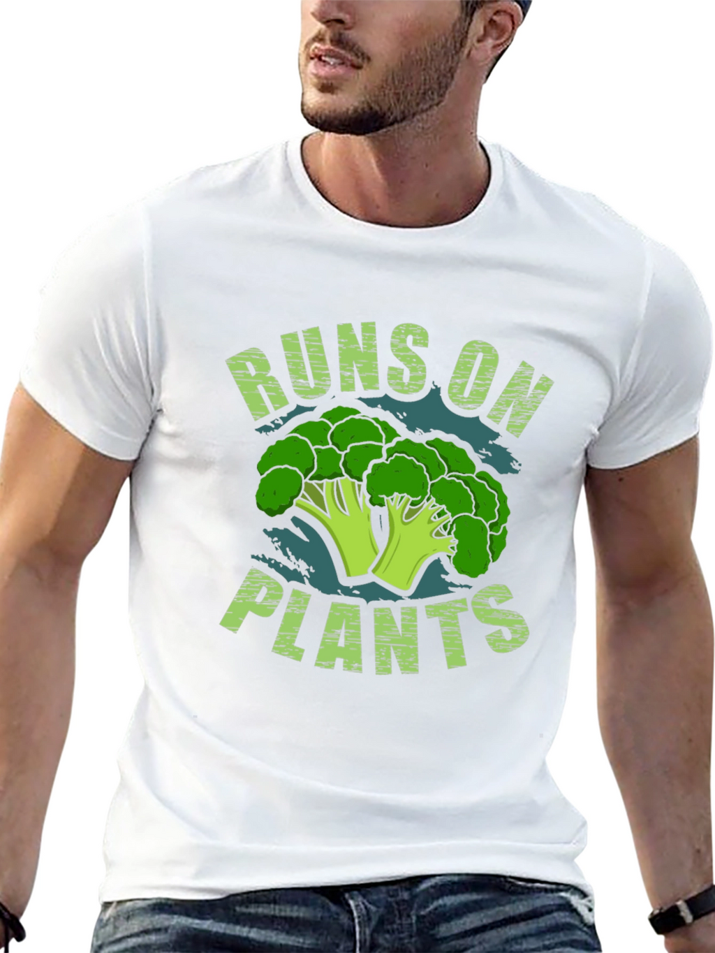 Runs on Plants Broccoli T-Shirt - Vegan Gift