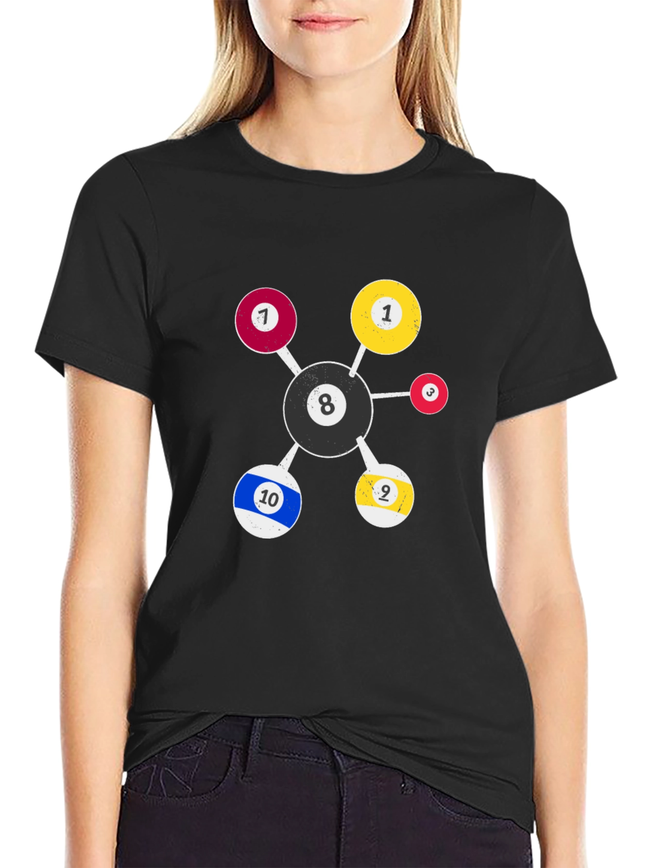 Billiard Ball Molecule Graphic T-Shirt